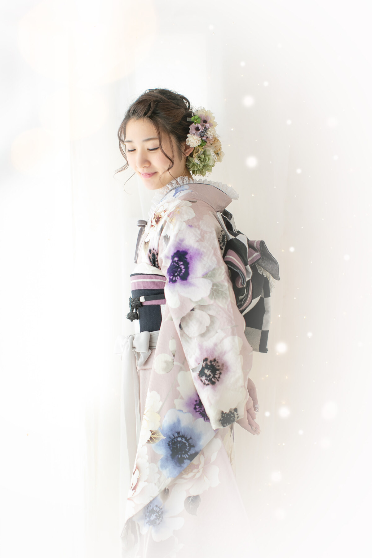 Photo House SENSE NAKAOKAの振袖前撮り、振袖姿のポートレート